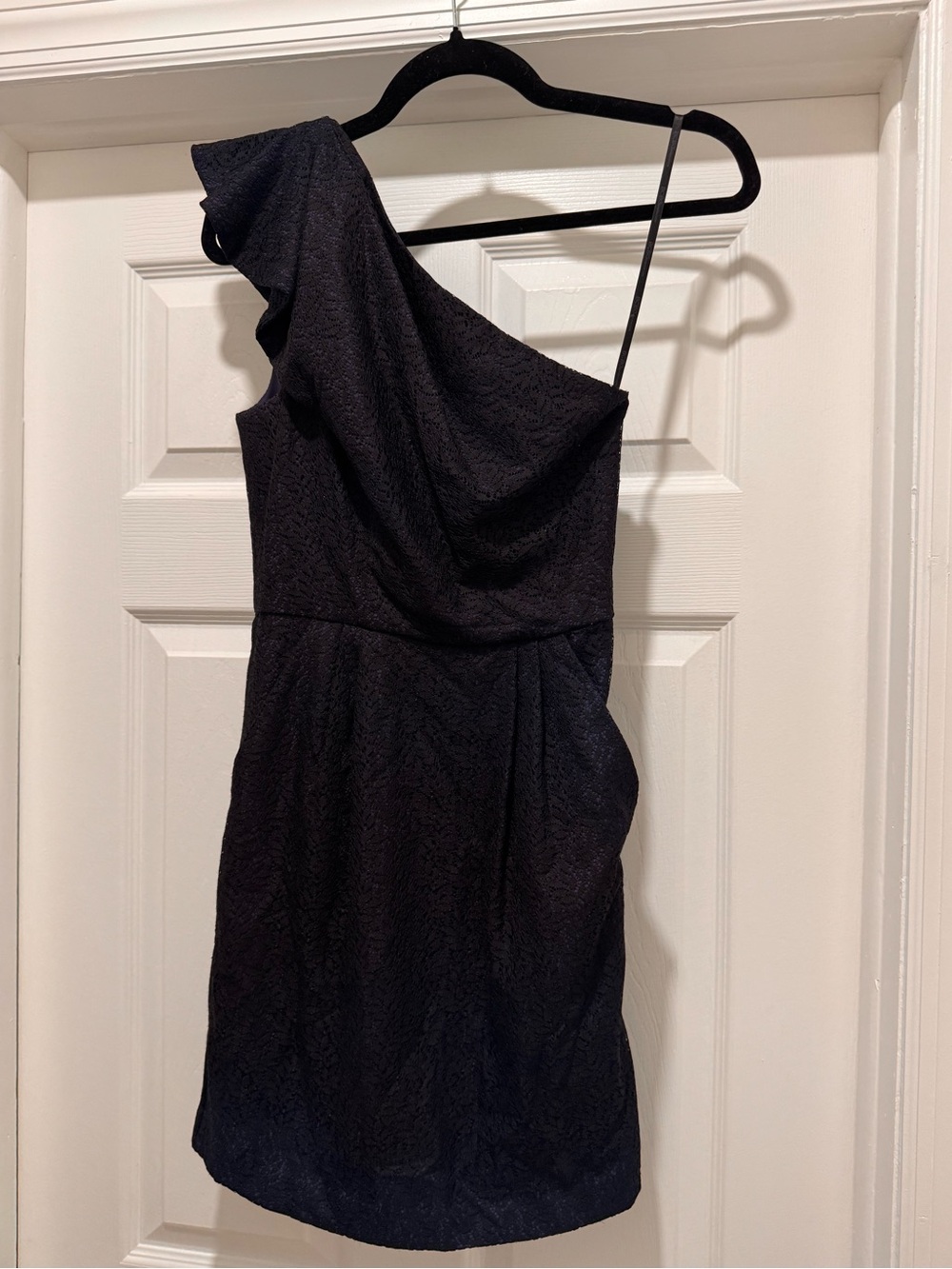 One-Shoulder Black and Blue Cocktail Dress